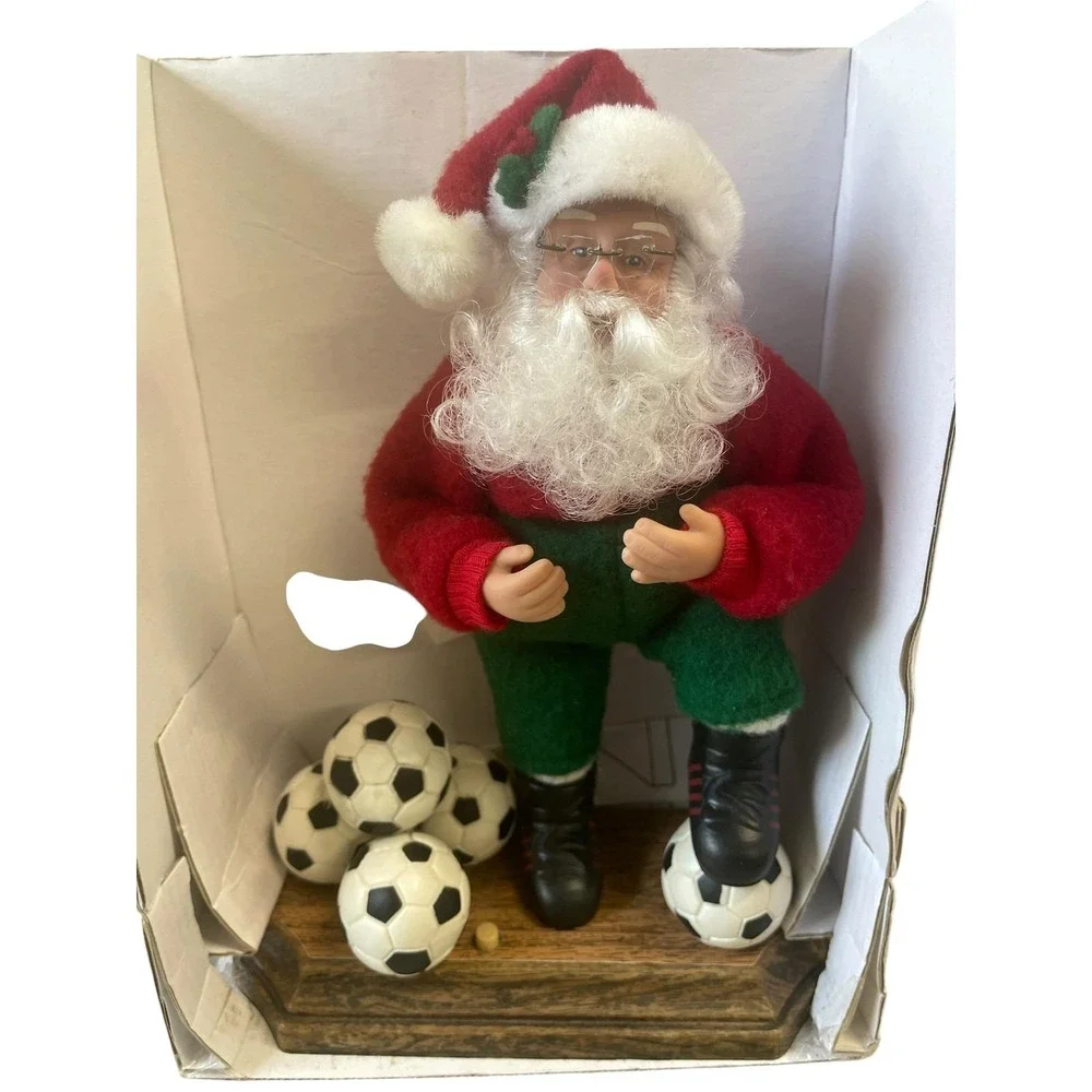 Holiday Time Musical Posable Sport Santa Soccer Figurine NIB Christmas Decor